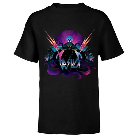 Disney Villains Ursula 90s Rock Band Neon T-Shirt - Short Sleeve T-Shirt for Kids - Customized-Black