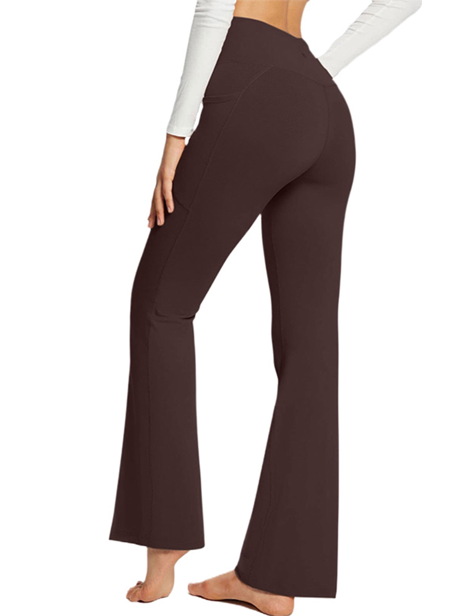  Women's Bootcut Yoga Pants High Waisted Crossover Flare  Leggings, Straight Leg Cross Waist Workout Yoga Flare Pants Brown :  Clothing, Shoes & Jewelry