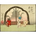 thumbnail image 2 of Tsukioka Yoshitoshi 14x12 Black Ornate Wood Framed Double Matted Museum Art Print Titled: The Dancing Pot at the Temple Ninnaji (1882), 2 of 5