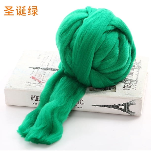 Nvzi Hilo de lana merino de 2,2 lb para hilar | Hilo grueso y suave para tejer a mano, mantas, núcleo de fieltro, relleno cardado, verde