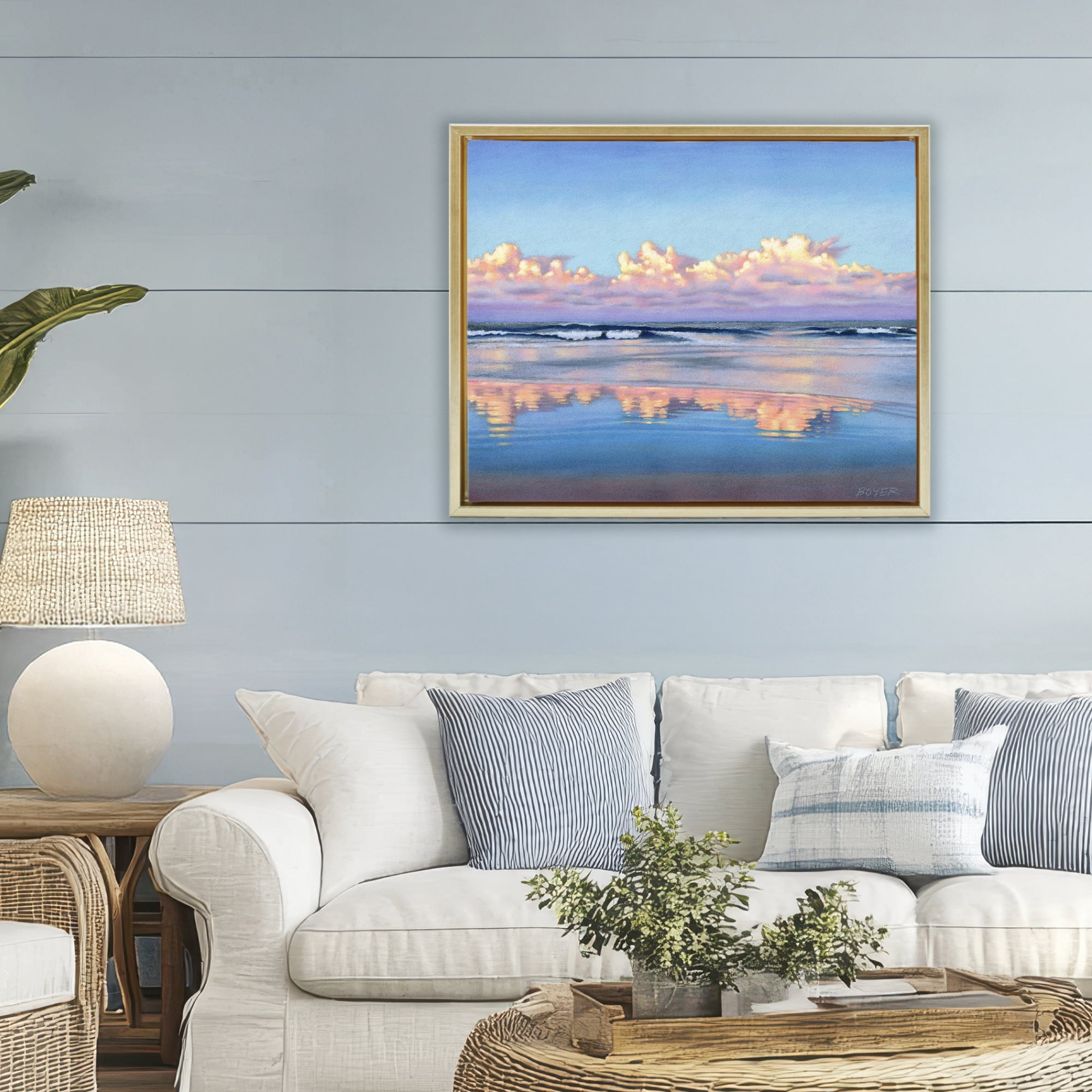 Stupell Industries Cloud Illusions Reflection Gold Framed Floater Canvas Wall Art, design by Susy Boyer