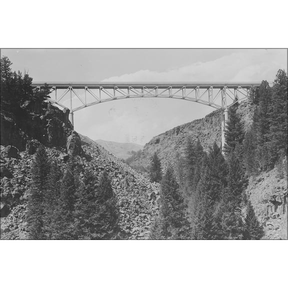 24"x36" Gallery Poster, Hobach Canyon steel arch bridge. Idaho 1936