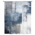 thumbnail image 2 of Blue Sheer Curtains 45 Inches Long, Retro Oil Painted Modern Abstract Art Light Filering Curtains, Breathable Simi Curtain Privacy Drapes for Kitchen Bathroom Lightweight Small Window Treatment, 2 of 9