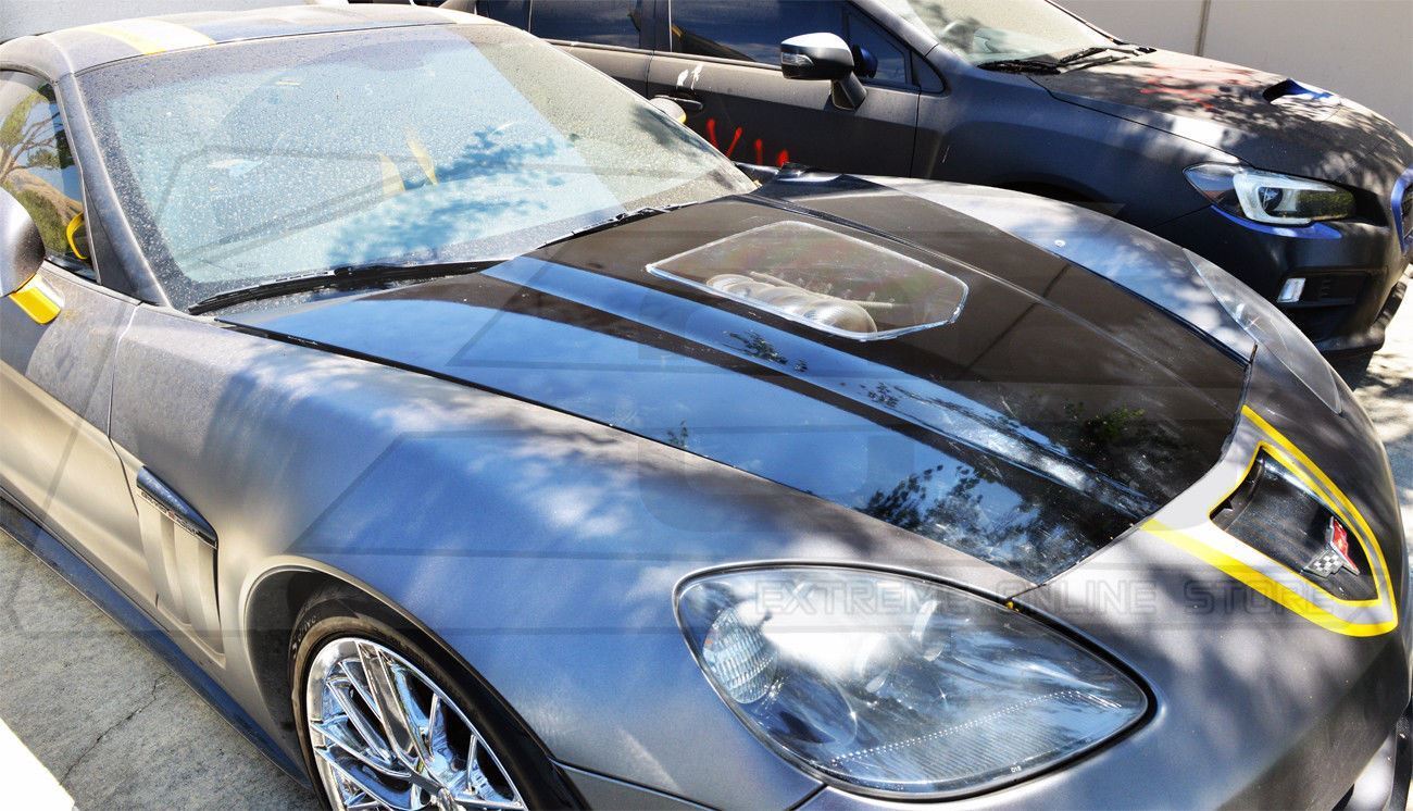 Matte Black Front Upper Hood Vent Trim For Corvette C6 (2006-2013) - Fits GS, Z06, ZR1 - 3-Piece Set
