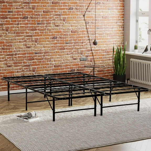 Cal King Size Metal Mattress Foundation, Bedroom Furniture - Long-Lasting & With Under-Bed Storage