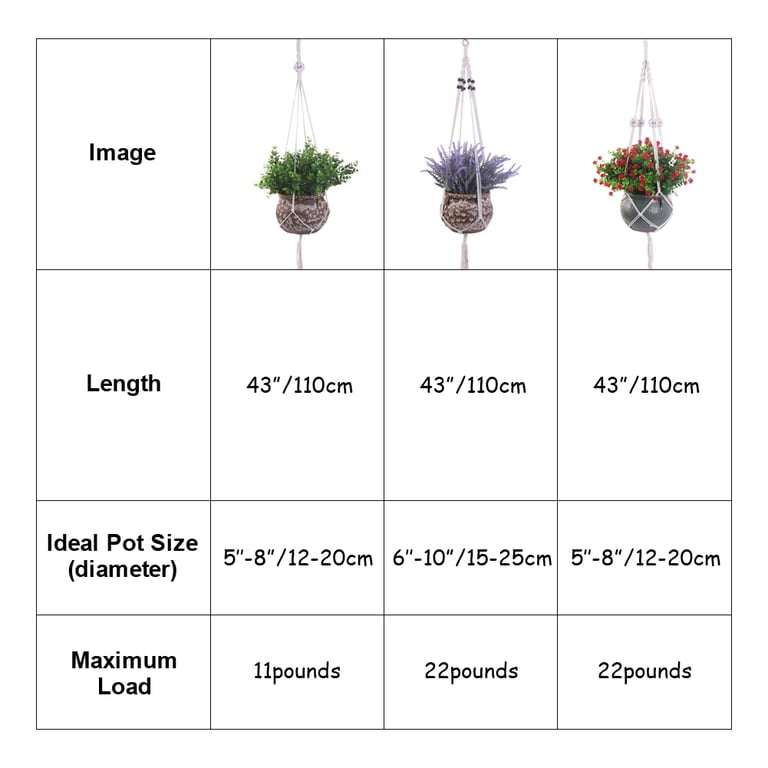 6 Pack Macrame Plant Hangers - 3 Sizes Jute Rope Hanging Planter Holders For Indoor