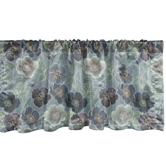Garden Art Window Valance, Floral Ornamental Arrangement with Flourishing Spring Season Country Elements, Curtain Valance for Kitchen Bedroom with Rod Pocket, 54" X 12", Multicolor, by Ambesonne