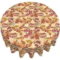 thumbnail image 5 of Fall Tablecloth, Falling Leaves Round Tablecloth 60 Inch, Autumn Thanksgiving Round Table Cloth for Rustic Farmhouse Kitchen Decor, Wipeable Polyester Fabric Table Cover for Outdoor Holiday Party, 5 of 6