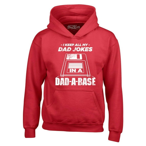 Shop4Ever Men's I Keep All My Dad Jokes in The Dad A Base Hooded Sweatshirt Hoodie XXX-Large Red