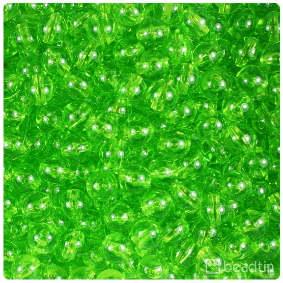 BeadTin Lime Transparent 8mm Round Craft Beads (300pcs)