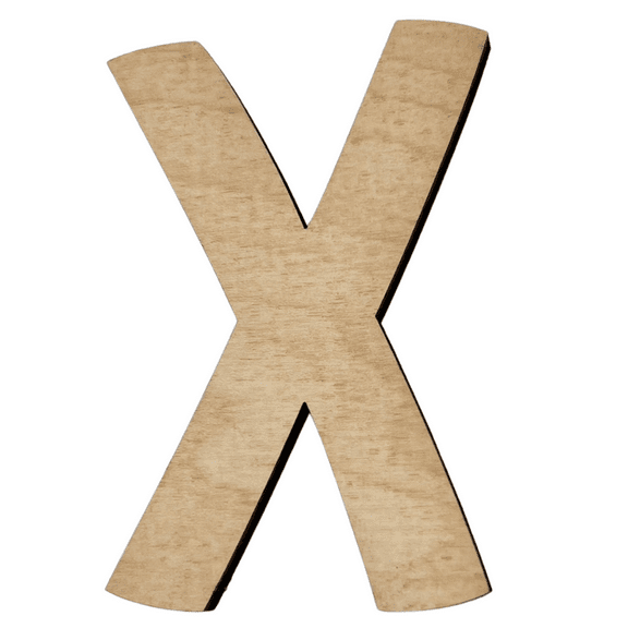 14" Tall Birch Wood Letter X | 1/4" Thick | Wood Craft Letter | American Font