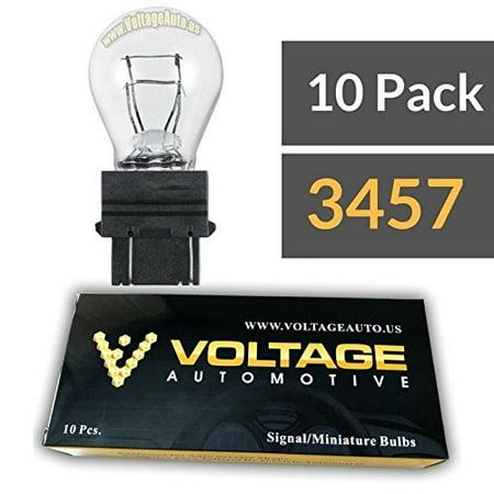 - (10 Pack) 3457 Automotive Brake Light Turn Signal Side Marker Tail Light Miniature Bulb - Voltage Automotive- OEM Replacement