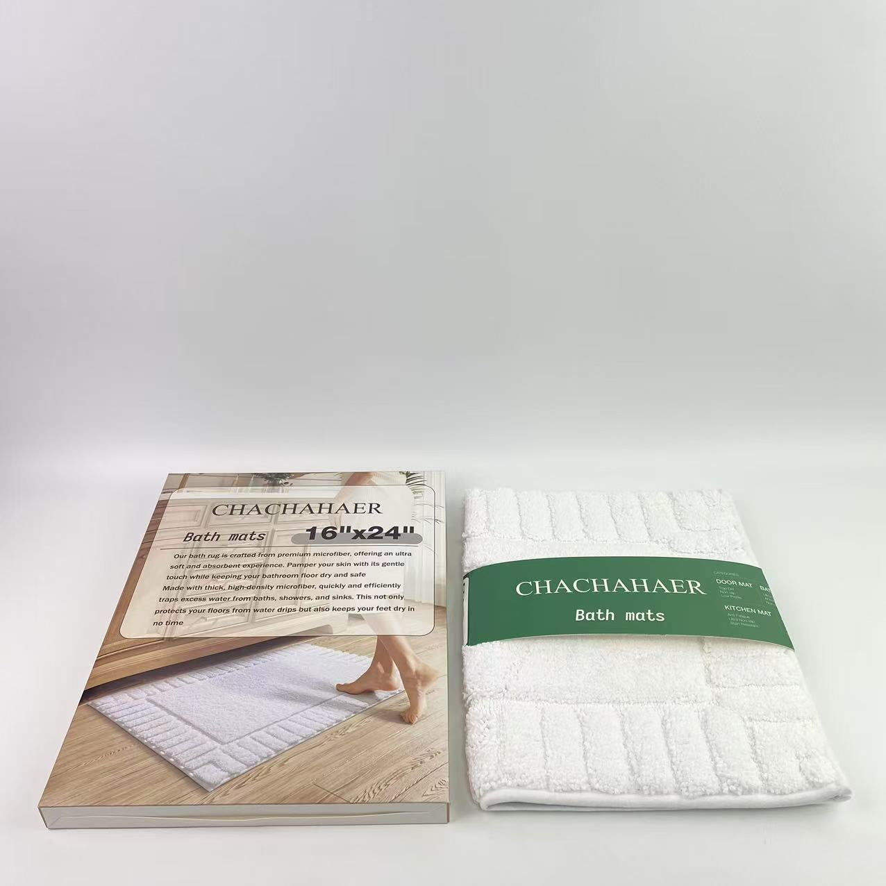 CHACHAHAER Bath mats,White Classic Luxury Bath Mat Floor Towel  - Absorbent Cotton Hotel Spa Shower/Bathtub Mats 16"x24" | 1 Pack | White