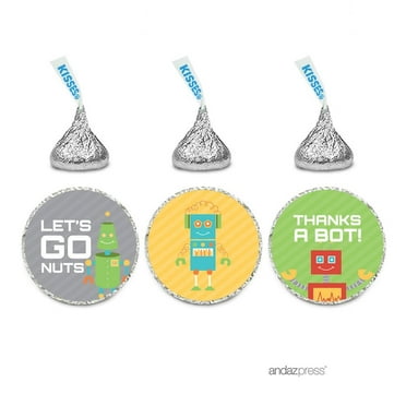 Thanks A Bot!  Robot Birthday Hershey´s Kisses Party Favor Stickers, 216-Pack