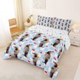 thumbnail image 3 of Manfei Retro Dachshund Queen Comforter Set, Standing Puppy Comforter Sets Queen, Blue, Stars Reversible, 3 Pieces, 1 Comforter and 2 Pillowcases, 3 of 7