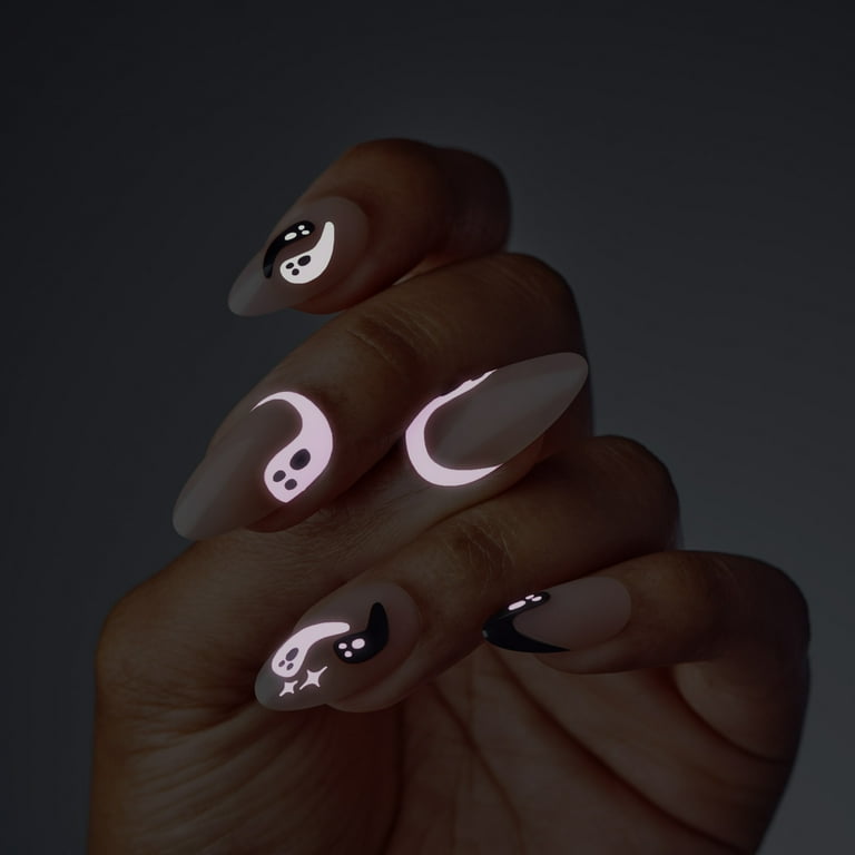 KISS Salon Design Glow in the Dark, Press On Nails, Monster, Beige