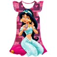 thumbnail image 1 of Año 2023 nueva ropa de niños de Disney, falda bonita informal de verano, falda de cuello redondo de princesa jazmín, vestido de manga de pétalo con estampado 3D 6T Gao Jinjia LED, 1 of 2