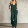 thumbnail image 2 of Tqcoqu Women's Loose Wide Leg Jumpsuit with Side Pockets,V Neck Sleeveless Solid Stretchy Casual One Piece Romper, 2 of 5