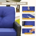 thumbnail image 6 of COOS BAY 4-Piece Outdoor Patio Dark Brown Wicker Rattan Deep Seating Conversation Set with Coffee Table and Blue Cushions, 6 of 9