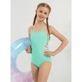 thumbnail image 5 of 7-14T Girls Summer One Piece Swimsuits Adjustable Spaghetti Strap Swimwear Floral Hollow-out Bathing Suit, Size 7-14 Years, 5 of 9