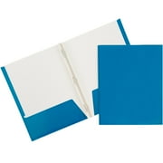 JAM Glossy Two Pocket Clip Folders, Blue, 6/Pack