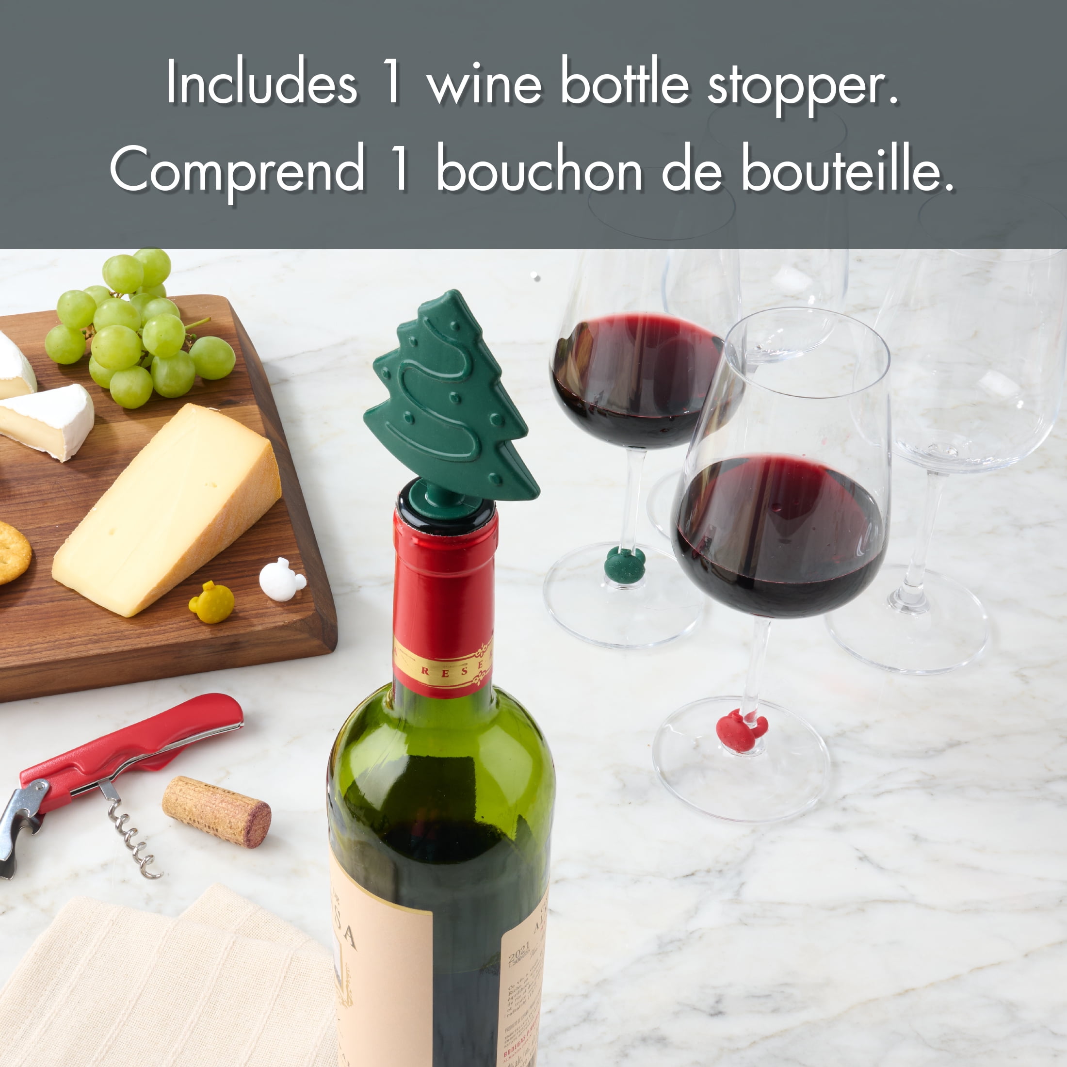 Holiday Time 5PC Wine Bottle Stopper and Glass Charms