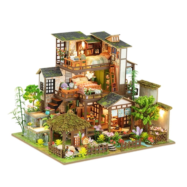 Casa de Muñecas DIY Miniatura Pequeños Kits de Construcción Juguetes Creativos de Artesanía en Madera