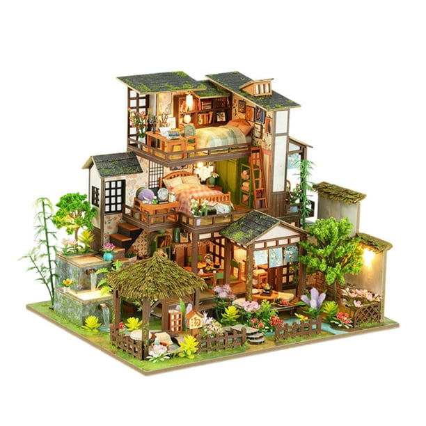 miniatura DIY para casa de muñecas, modelo de Mini casa, ornamento, pequeños kits de construcción con accesorios para regalo de cumpleaños,