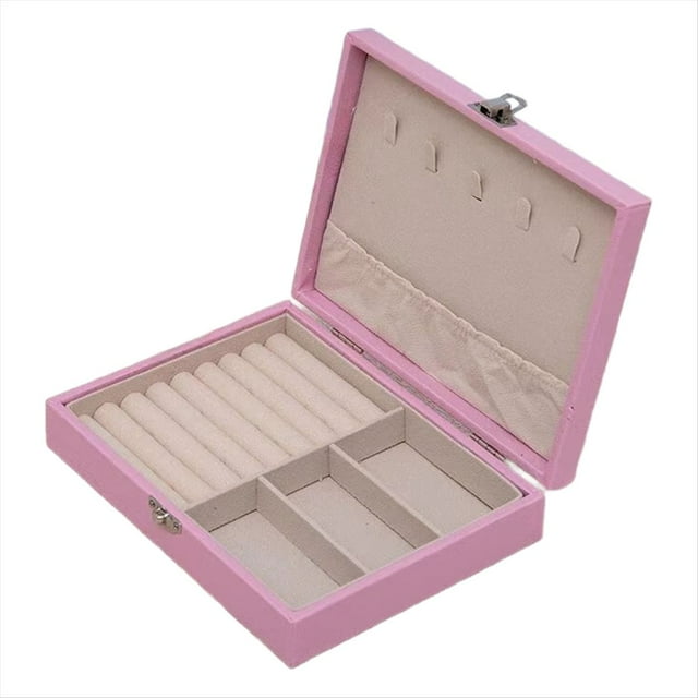 Organizador de Joyas de 2 Piezas: Estuche Portátil para Collares, Aretes, Anillos y Accesorios, Color Rosa.
