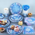 thumbnail image 2 of 144 Pieces Frozen Party Supplies, Snowflake Tableware Sets Including Disposable Paper Plates Napkins Cups Forks Serves 24 for Winter Christmas Holiday Wonderland Birthday Party Decorations, 2 of 7