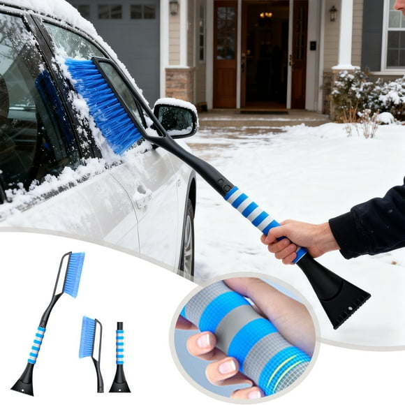 BotaniNest 27 Inch Brush And Ice Scraper With Foam Handle Removable Two In One Winter Blue ABS Shaft 7 Inch Brush Head Design