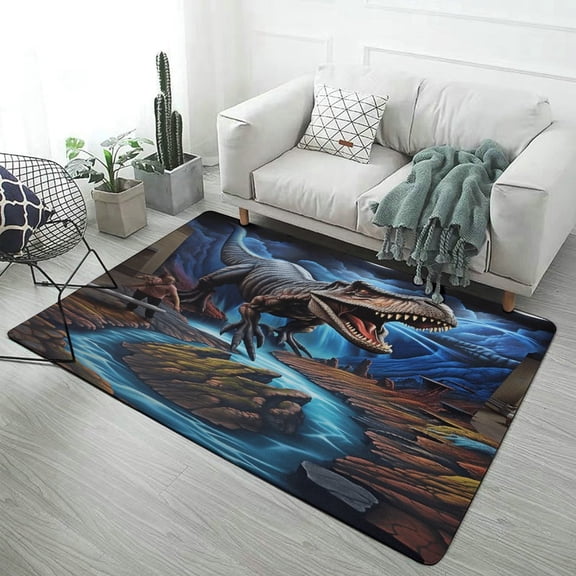 3D Visual Illusion Dinosaur Carpet Rug for Home Living Room Bedroom Sofa Doormat Decor Area Rug Non-slip Mat