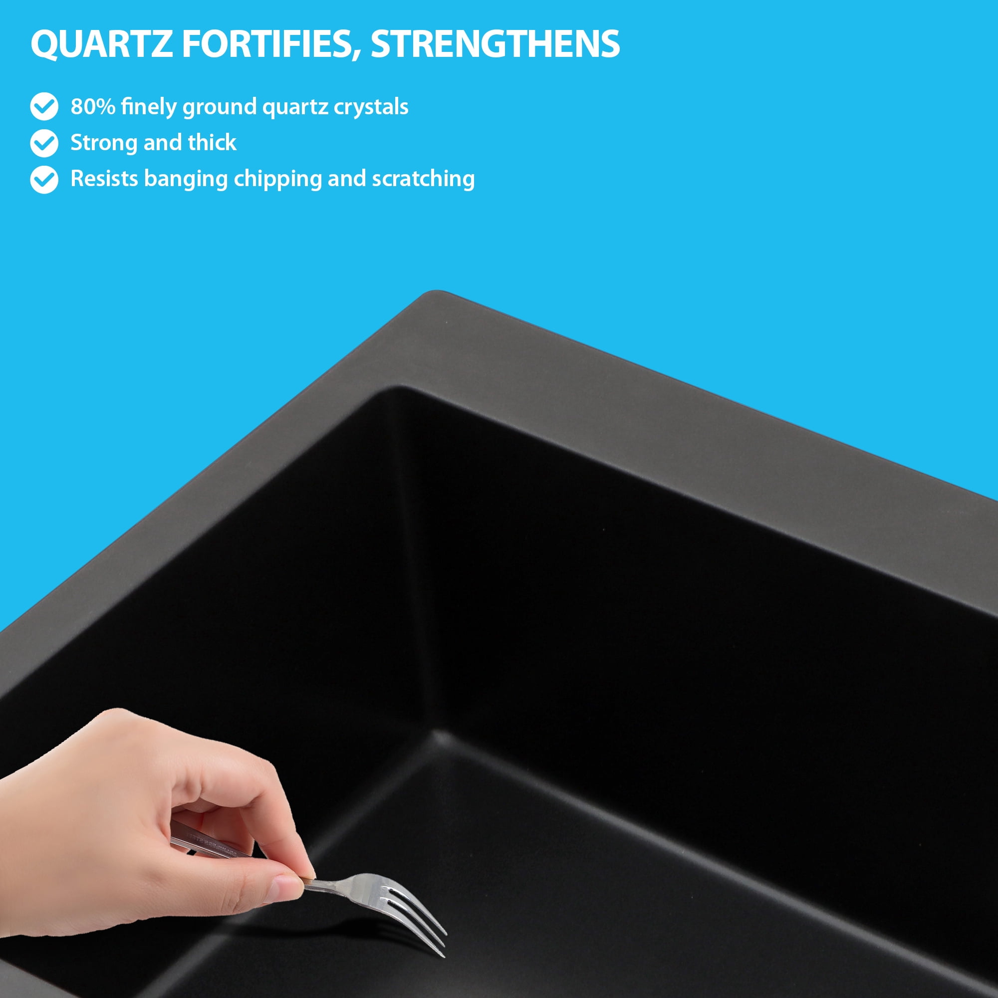 33 Inch Drop-In Topmount Single Bowl Granite Quartz Composite Kitchen Sink, Black, Heat Resistant Scratch Resistant Easy to Clean Non-Porous Sink with Bottom Grid, Drain Strainer