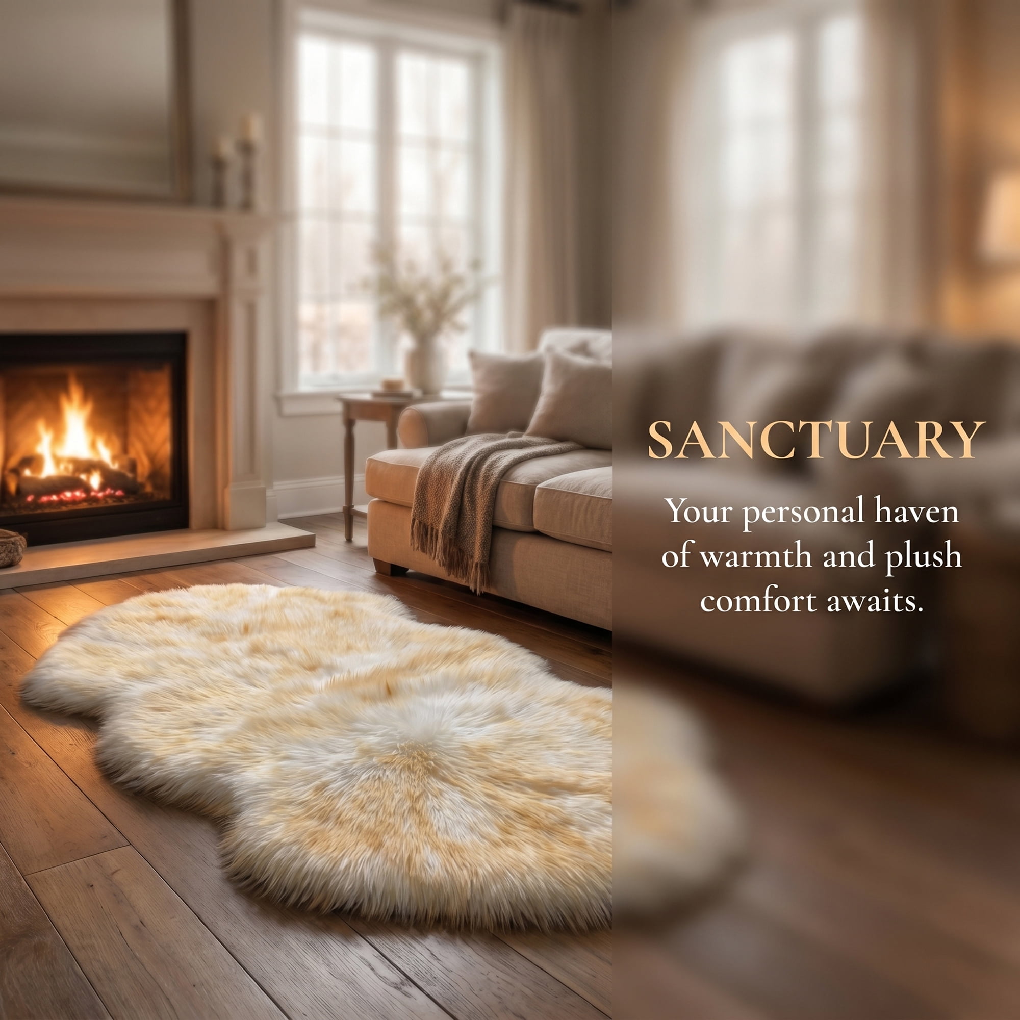 Unique Bargains Ultra Fluffy Bedroom Non Slip Fuzzy Shaggy Area Rug 35" x 24" White Yellow