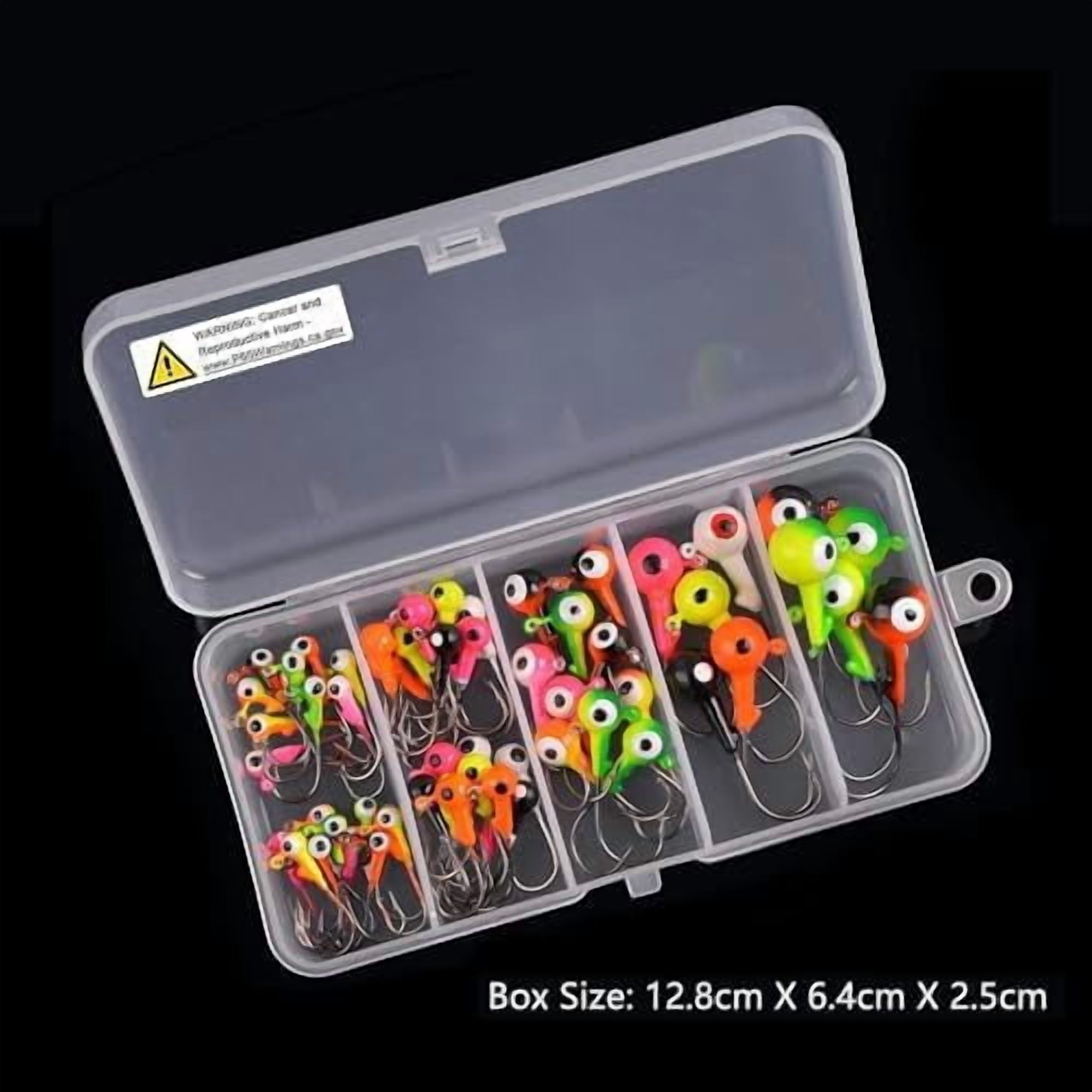 RibRave Fishing Jig Heads Hooks Set, 60pcs Assorted Round Jig Head with 3D Eyes Painted Jig Heads for Crappie Bass Walleye 3/8oz 1/4oz 1/8oz 1/16oz 1/32oz Saltwater Freshwater Fishing Tackle Kit