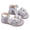 Silver, variant on Abomasnow Girls Open Toe Satin Bow Pearl Decor Ankle Buckle Sandals Soft Flat Summer Shoes for Birthday Party Daily Outdoor Beach Walking