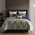 thumbnail image 3 of Barret 9 pc Queen Comforter Set  Navy Riverbrook Home Barret Navy Microfiber Comforter Set Queen, 3 of 5