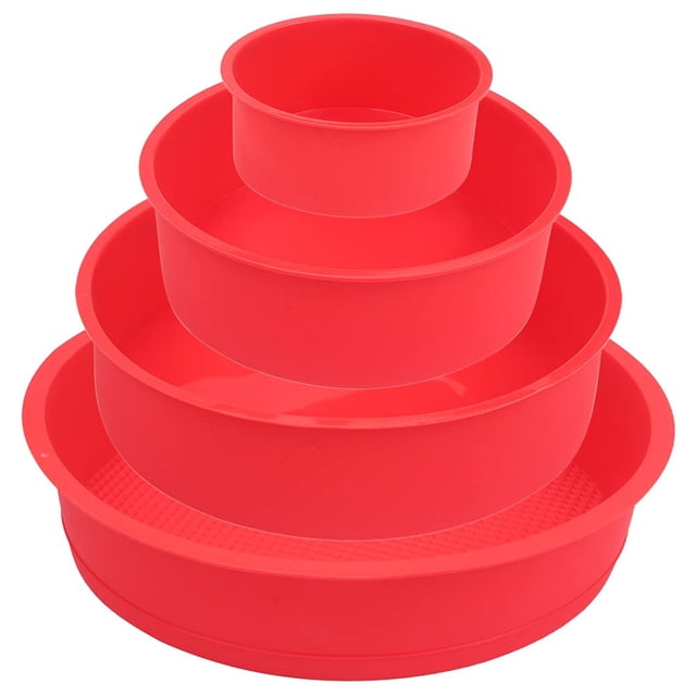 BAKER DEPOT Juego de moldes redondos de silicona para pastel 10-22 cm, 4 piezas
