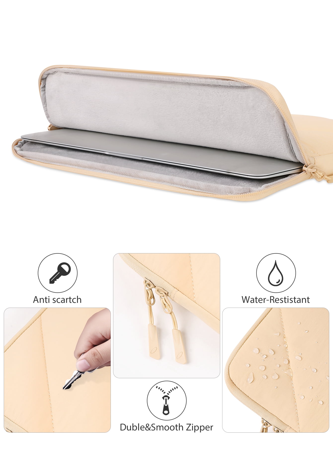 SENLASI Puffy 14 inch Laptop Sleeve Laptop Case 14 Inch For 14” Lenovo Thinkpad ideapad HP EliteBook Pavilion Acer Dell Chromebook Notebook,Protective Macbook Air 15 M3 M2 Waterproof Case Bag,Beige