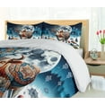 thumbnail image 4 of Ambesonne Rustic Duvet Cover Set, Ethnic Night Woods Moon Cow, Calking, Petrol Blue and Burnt Sienna, 4 of 6