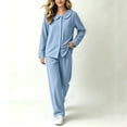 thumbnail image 4 of BLVB Girls Pajamas Set Long Sleeve Button-Down Sleepwear Nightwear Soft Pjs Set Loungewear Kids Clothes Sets(Blue,10-11Years), 4 of 8