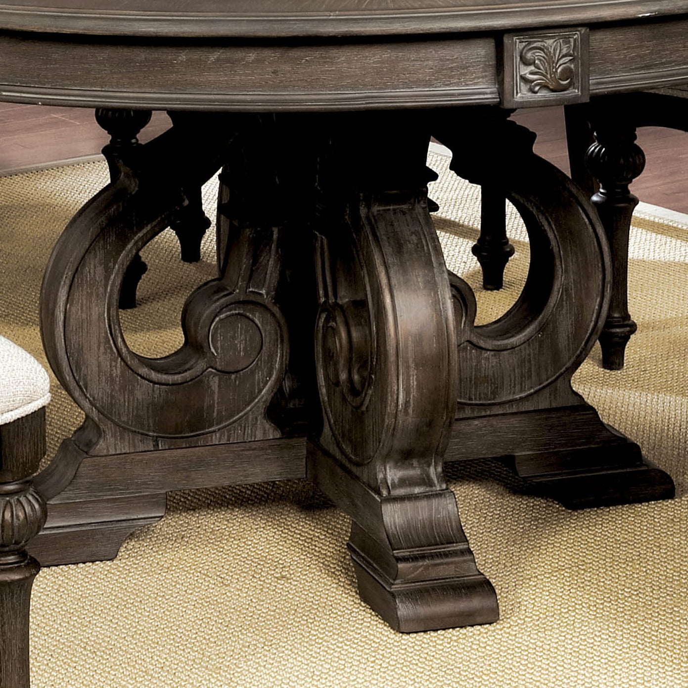 Furniture of America Ethelyn Wood Pedestal Dining Table, Natural Tone