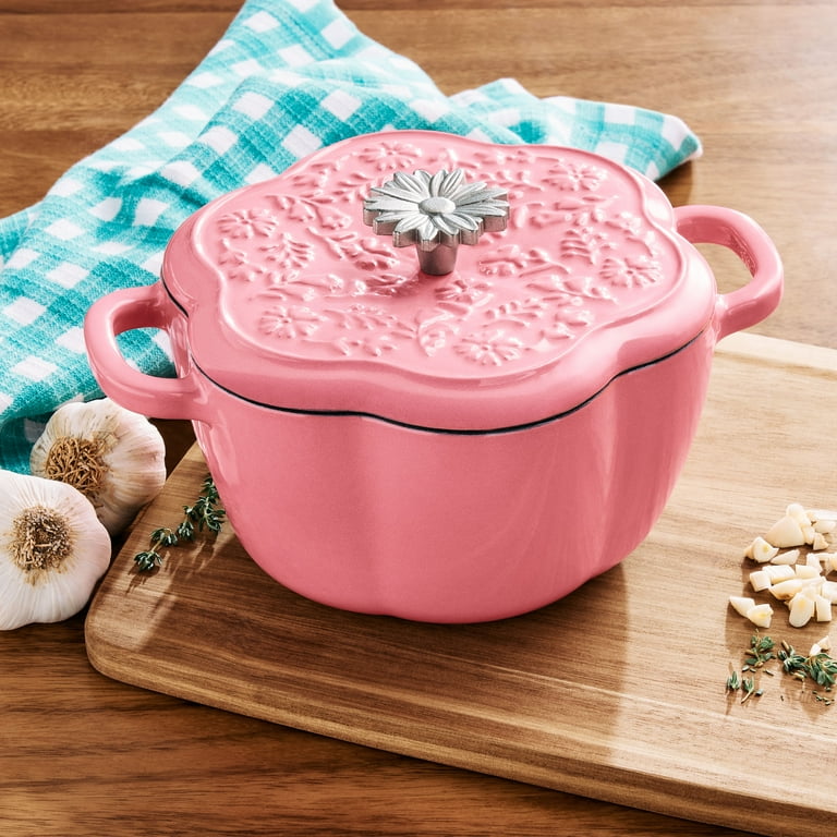 The Pioneer Woman Quart Enamel Cast Iron Dutch Oven Pink with