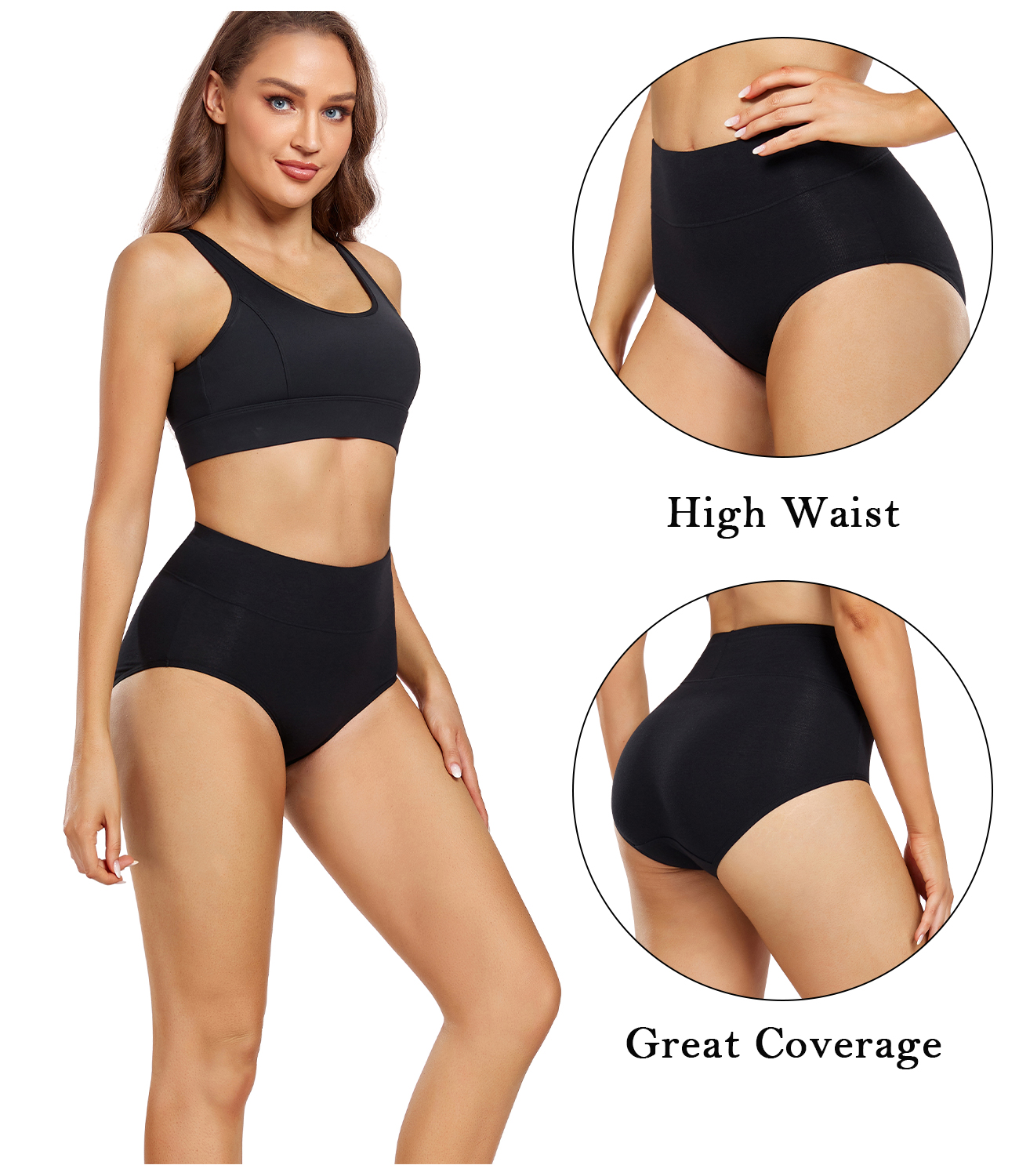 Wirarpa Women's High Waisted Cotton Briefs, 4-Pack photo 2