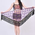 thumbnail image 6 of Xfvqtps Woman Sequin Dance Skirt Tassel Triangular Belt Belly Dancing Waist Towel Waist Chain Hip Towel Performance Skirt Purple, 6 of 8