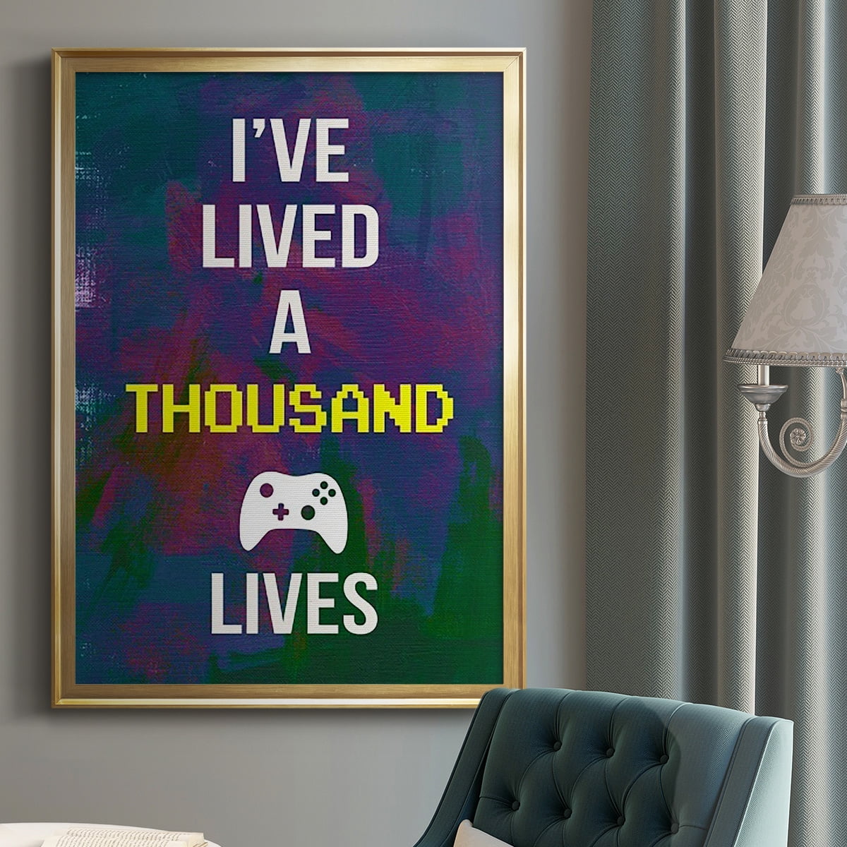 Gamer at Play I Premium Framed Print, in Gold, Black, or Silver - Ready to Hang
