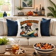 thumbnail image 4 of Summerween 17.71 Inch x17.71 Inch Decorative Throw Pillow Cover, Double‑Sided Linen Pillowcase with Surfing Skeleton Ghost Print, Summer Halloween Home Decor, 4 of 6
