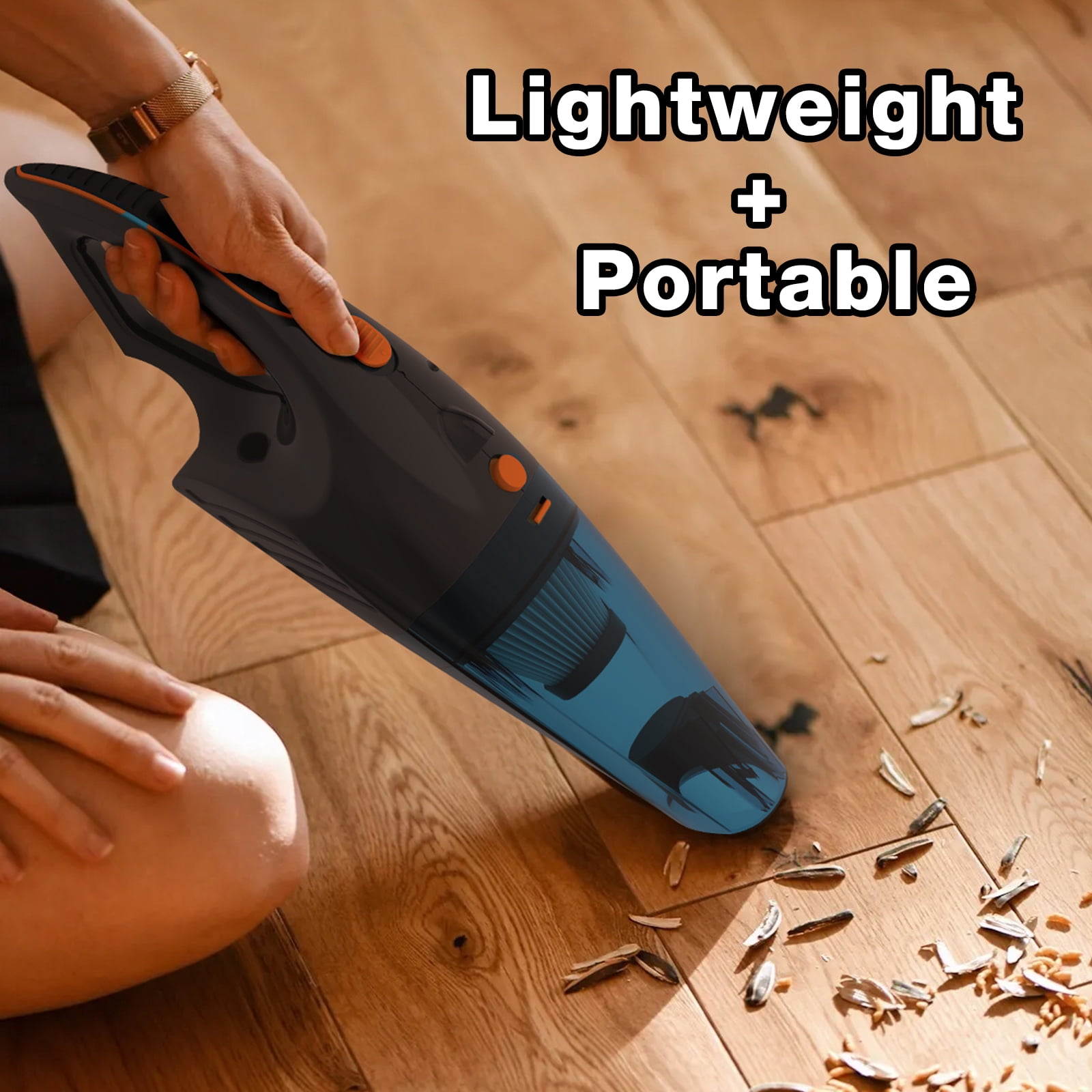 SEALON GV02(Orange 1 Pack) Cordless Handheld Vacuum Cleaner with 10K PA Suction Power, Ideal for Cleaning Curtains, Carpets, Sofas, Staircase Corners, Bed Dust, Skin Flakes, and Pet Hair
