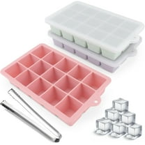 3 Pieces Ice Cube Mold, Silicone Ice Cube Tray XL With Lid, Stackable And Dishwasher Safe Ice Cube Molds, For Beer,Wine And Baby Snack Included (3 Color, Set Of 3(18 Ice Cubes))