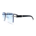 thumbnail image 6 of Mens Euro Mafia Mob Rimless Bevel Lens Oversize Racer Sunglasses [Silver Black - Blue], 6 of 8